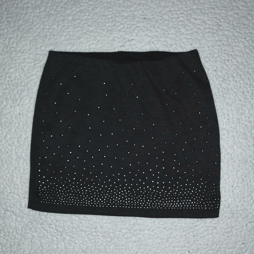 Charcoal Gray Studded Mini Bodycon Skirt